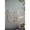 Large Grid Geometric Patterned Iron & Paper Wall Decor with Gold Accents
