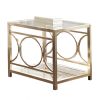 Olympia Gold End Table with Clear Tempered Glass and Mirrored Glass Bottom