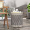 Lightweight Concrete End Table with Cylindrical Structure, Basket Weave Pattern for Outdoor or Indoor Use