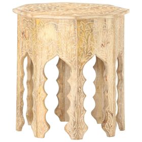 Handcarved Design Solid Mango Wood End Table