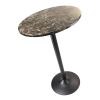 Round Cora Pub Table with Faux Marble Top and Black Metal Base