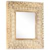 19” Hand Carved Solid Mango Wood Mirror with Color & Grain Variations for Each Mirror