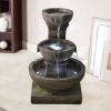 16” Indoor-Outdoor Water Fountain with LED Light and Waterfall Design