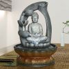 11” Indoor Buddha Fountain Fengshui Tabletop Decorative Waterfall Kit with Submersible Pump and Electric Power Cord