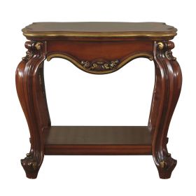 Honey Oak End Table with Open Bottom Shelf and Queen Anne Legs