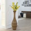40" Elegant Beige Artificial Rattan Floor Vase