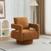 Square Swivel Boucle Accent Chair with Open Back, 360 Degree Rotation and Matching & Removable Back Cushion