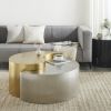 Ying Yang Modern & Contemporary Style 2 Piece Coffee Table with Iron Sheet Frame and Gold & Silver Finish