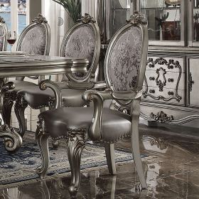ACME Versailles 2 Piece Antique Platinum & Silver Arm Chair Set