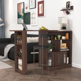 360° Rotating Top Modern Bar Cabinet with Storage Compartments