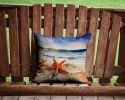 14” Starfish Throw Pillow with WaterColor Artwork, Indoor/Outdorr Usage and Machine Washable