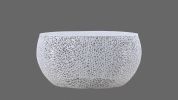 T3502-32 White Round Coffee Table with Aluminum Casted Mesh Frame Design