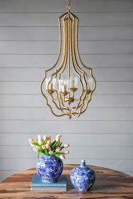 4 Light Metal Chandelier Hanging Light Fixture with Adjustable Chain and Valerio Nested Design