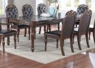 Classic Brown Dining Table with Handcrafted Antique Carving Designs and 2 Leaves