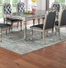 72” Formal Rectangular Antique Design Dining Table with Silver/Gray Finish and Intricate Floral Pattern Carvings