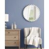 27” Round White Beaded Wall Mirror with Metal Frame