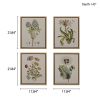 4-Piece Botanical Illustration Framed Canvas Wall Art Set with Wild Flowers Theme