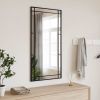 39.4” Black Wall Mirror with Rectangle Iron Frame and Vertical or Horizontal Hanging