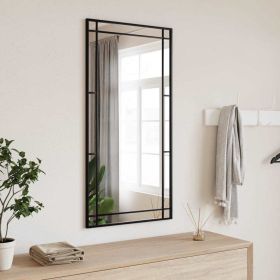 39.4” Black Wall Mirror with Rectangle Iron Frame and Vertical or Horizontal Hanging