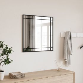 23.6" x 23.6" Black Square Iron Wall Mirror