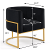 Upholstered Black Velvet Accent Chair with Gold Metal Frame & Legs and Barrel Curved Backrest