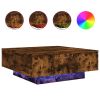 Smoked Oak Wood Coffee Table with LED Lights
