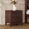 2-Drawer Classic Design Nightstand with Dark Walnut Finish