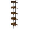5 Tier Smoked Oak Bookshelf or Display Stand with Adjustable Shelves and Adjustable Foot Pads