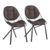 Set of 2, LumiSource Wired Contemporary Chair with Espresso Faux Leather Cushions and Black Metal Frame & Legs