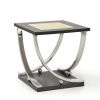Transitional Style End Table, Stainless Steel Legs, Antique Mirror Top Insert with a Classic Look and Modern Twist