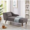 Gray Velvet Modern Chaise Lounge Chair with Removable Pillow and Tilted Backrest & Curved Armrests