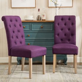 Habit Solid Wood Set of 2 Purple Dining Chairs with Tufted Parsons Backrest