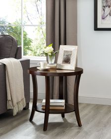 Perth Contemporary Oval Shelf End Table with Open Bottom Shelf and Espresso Finish