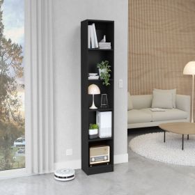 Vinton XS Bookcase with 5 Shelves and Black Finish