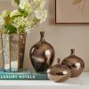 Set of 3, Handcrafted Mirrored Ceramic Decorative Vases with Metallic Bronze Finish in Three Sizes and Shapes