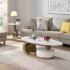 Modern Nesting Golden Oval Coffee Table & Round End Table with Drawer