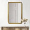 Rounded Rectangle Fluted Wall Mirror with Antique Gold Metal Finish and Vertical Or Horizontal Hanging Options