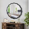 36" Round Modern Wall Mirror with Black Wavy Frame Design, HD Reflection and Perfect for Any Room