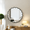 36" Round Modern Wall Mirror with Black Wavy Frame Design, HD Reflection and Perfect for Any Room