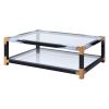 Lafty Clear Tempered Glass and White Brushed Finish Coffee Table