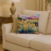 14” New Mexico Yucca Flower Throw Pillow with Watercolor Artwork, Indoor/Outdorr Usage and Machine Washable