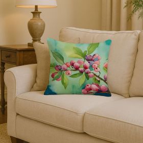 14” Connecticut Mountain Laurels Throw Pillow with Watercolor Artwork, Indoor/Outdorr Usage and Machine Washable
