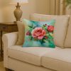 14” Oklahoma Roses Throw Pillow with Watercolor Artwork, Indoor/Outdorr Usage and Machine Washable
