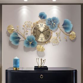 32.7" Creative Luxury Hanging Wall Clock with Artistic 3D Metal Ginkgo Leaves Design and Silent Hand Movement