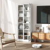 72” White Metal Cabinet with 5 Adjustable Shelves and 2 Inlaid Clear Tempered Glass Doors