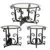 3-Piece Coffee Table Set with Tempered Glass and Black Metal Frame