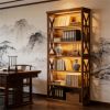 6 Tier Bookshelf Display Rack with Enclosed Back, Protective Design Sides and Top Surface For Extra Storage & Display