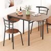 3 Piece Dining Set with Drop Leaf Table and 2 Curved Backrest Chairs