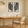 2 Piece Black Metal Leaf Wall Art, Handcrafted, with Two Different Vivid Leaf Patterns and Versatile Placement Options