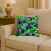 18” Wisconsin Wood Violets Throw Pillow with Waterolor Artwork, Indoor/Outdorr Usage and Machine Washable
